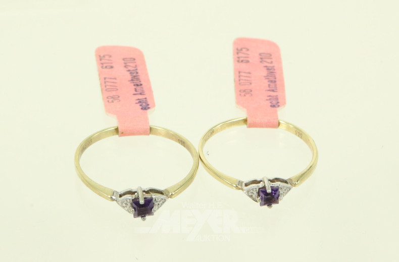 4 Ringe mit kl. Amethyst