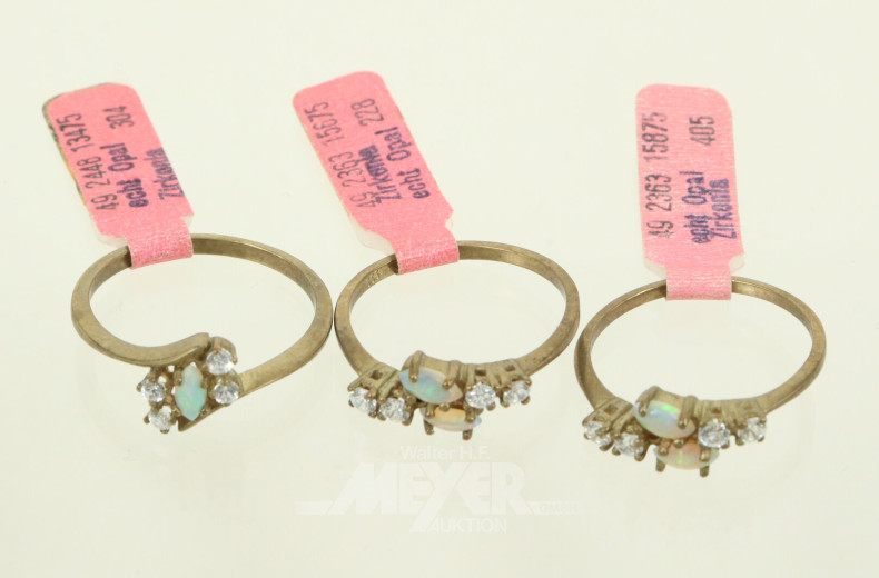 5 Ringe mit Opal und Zirkonia