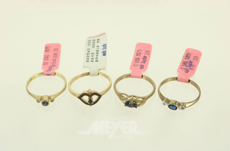 4 Ringe mit kl. Saphiren