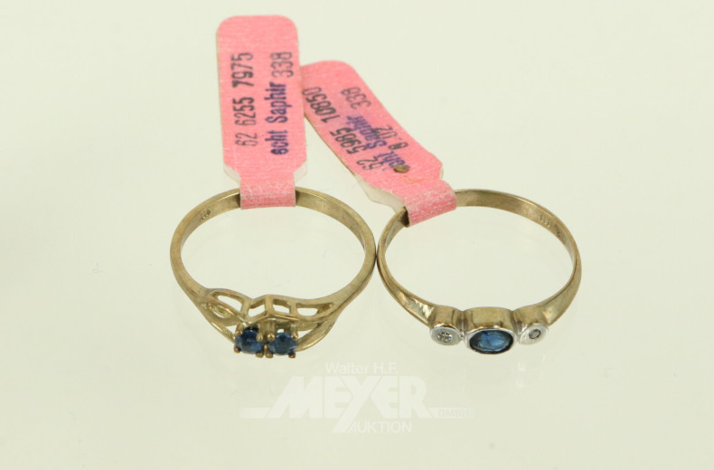 4 Ringe mit kl. Saphiren