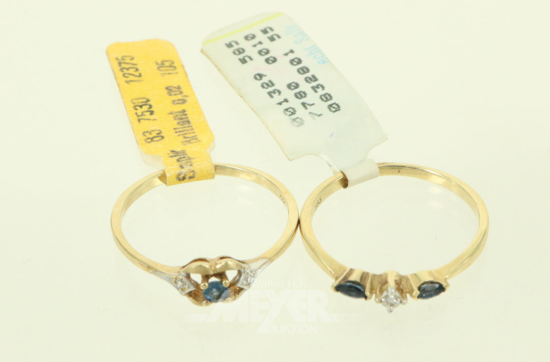 4 Ringe mit Saphiren und kl. Brillanten