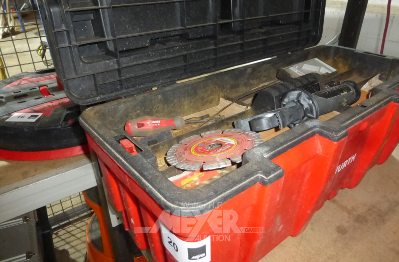 Kunststoffwerkzeugkiste mit Inhalt: Hand- und Montagewerkzeug WÜRTH