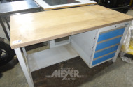 Werkbank mit rechtsseitig 4 Schubladen