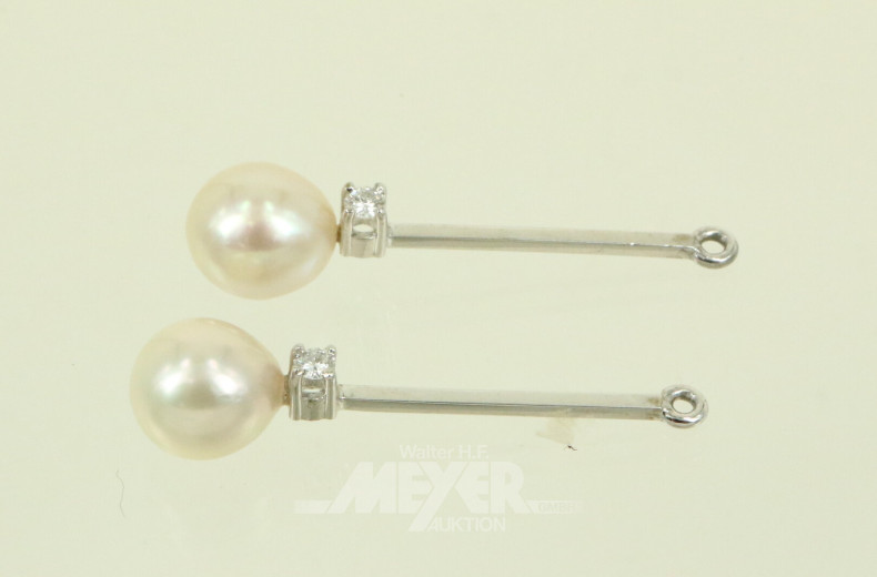 2 Kettenanhänger mit jew. 1 Perle und 1 Brillant