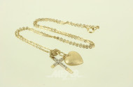 Kette mit 2 Anhänger 'Herz' und 'Kreuz'