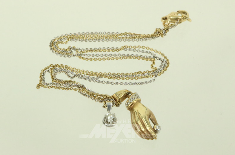 Zweireihige Kette mit 2 Anhängern