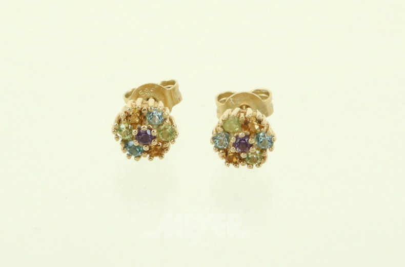 Paar Ohrstecker mit Farbsteinen