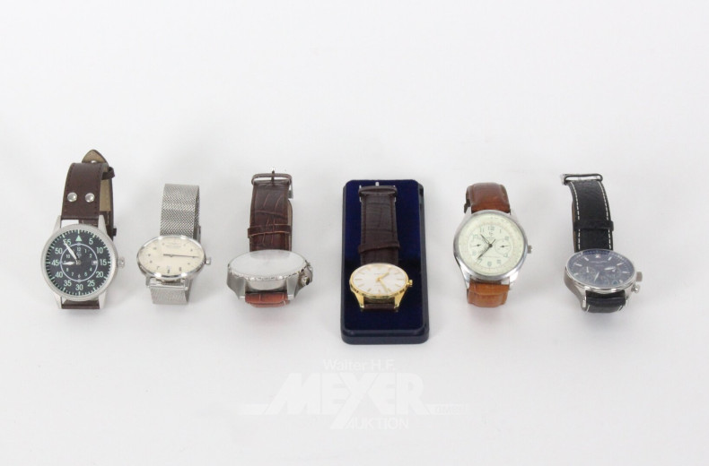 6 Herrenarmbanduhren diverser Hersteller