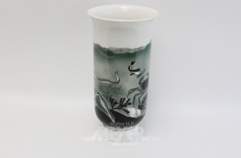 Bodenvase mit Standfuß, maritimes Dekor, bez. FB. Sop. Planchenault H8-36