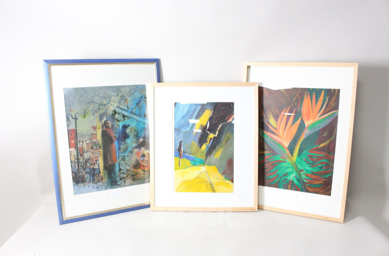 6 versch. Bilder:  "Surfer, Blumen etc"