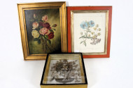 3 versch. Bilder "Rosenstillleben, Flora und Fauna, Haarbild