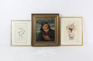 3 Bilder "Fischer- und Blumenstillleben"
