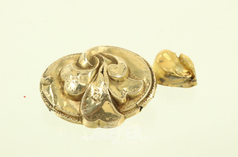 Schaumgoldbrosche und 1 Posten Zahngold