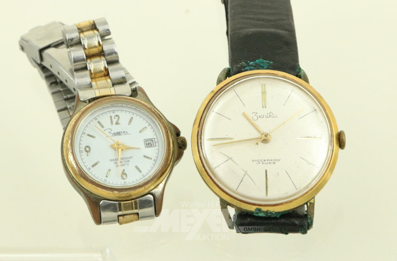 Konvolut Modeschmuck mit 2 Damenarmbanduhren und 1 Gliederkette in 925er Silber