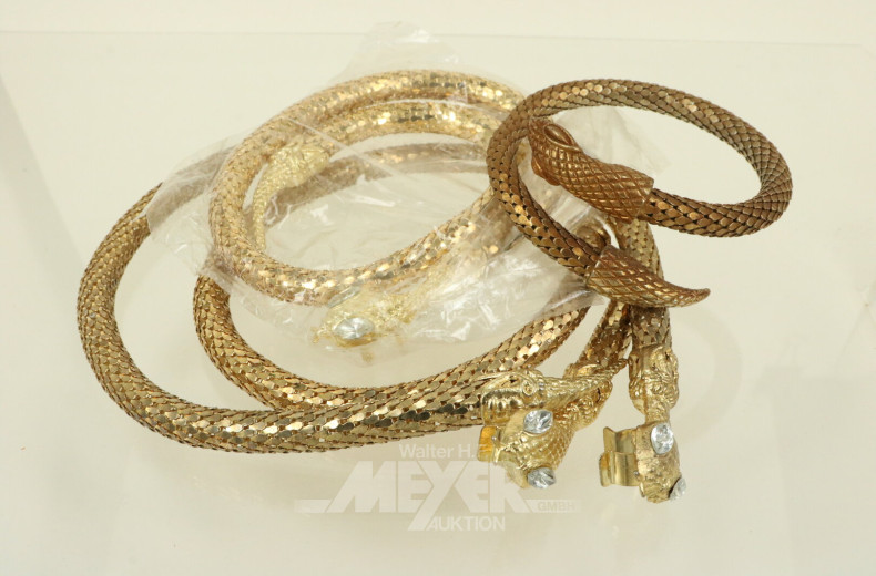 4 Teile Aluminiumschmuck 'Schlange' im Stil der 90er Jahre