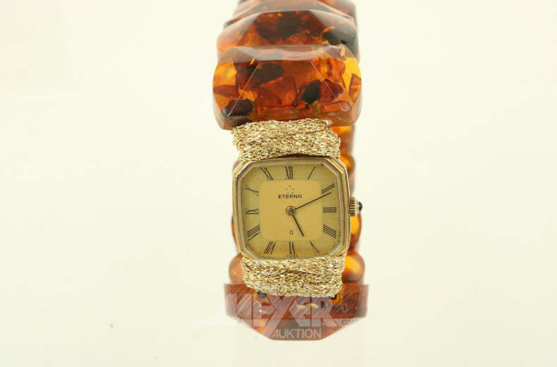 Damenarmbanduhr ETERNA sowie 1 Bernsteinarmband
