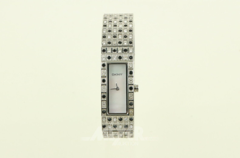 Schmale Damenarmbanduhr mit kl. Diamantimitationen