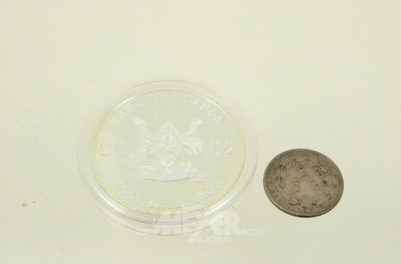 Münze , 1 Silbermünze 5.000 Shillings Bank of Uganda