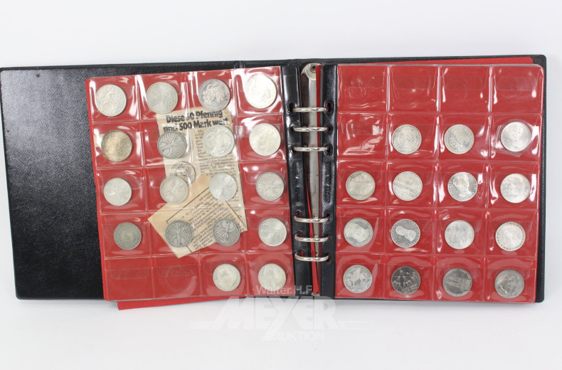 Münzalbum, überwiegend BRD 5 u. 10 DM, auch DDR und etwas Ausland