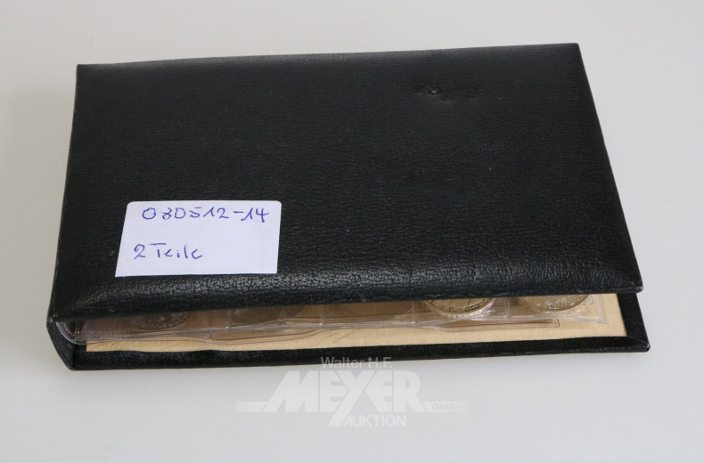kl. Münzalbum, unvollständig u. div. lose Münzen / Zahlungsmittel, u.a. 5 + 10 DM-Gedenkmünzen