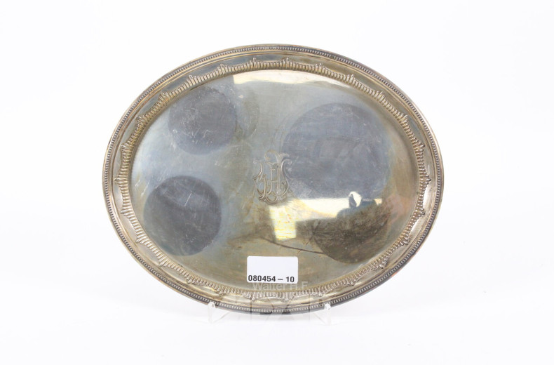 Gläsertablett mit Monogramm "AM"