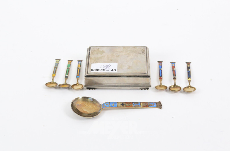 Zigarettendose sowie 1 Sammellöffel-Set 7-tlg.