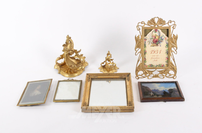 Posten Jugendstilrahmen, davon 2 mit Gemälden