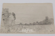 Kohlezeichnung '(wohl) Blick auf Lüneburg von Luhmühlen'