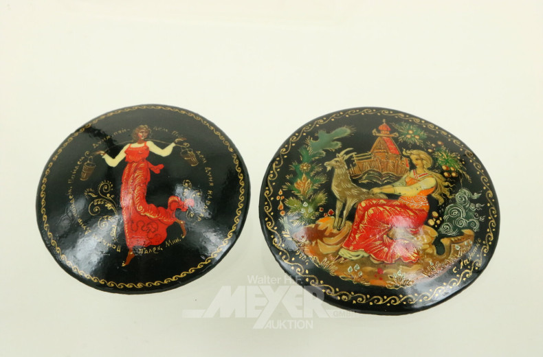 Russische Schmuckschatulle mit Lackmalerei 'Das abendliche Lied' um 1985