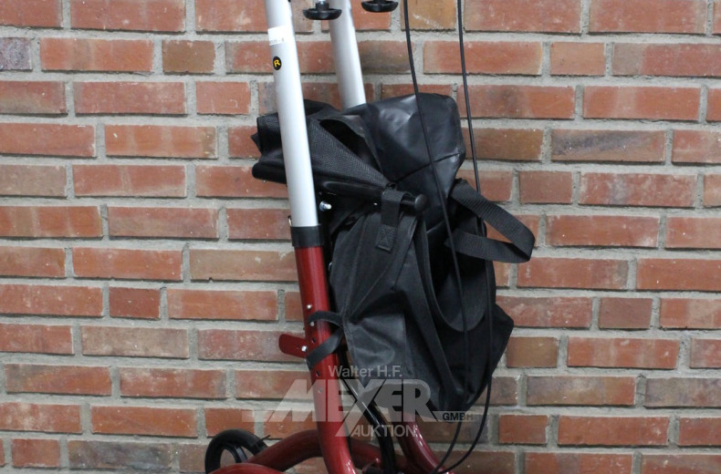 Rollator mit Armstützen, weinrot