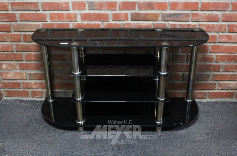 Phonoanrichte/TV-Schrank, Glasböden, schwarz