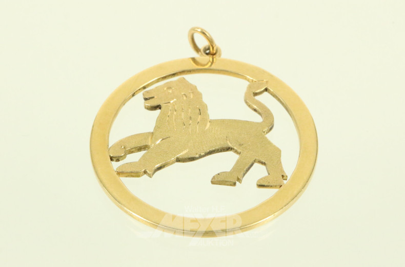 Anhänger, rund, mit Löwen