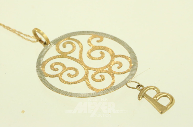 Kette, 585er GG, mit Anhänger, 333er GG