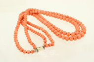 Zweireihige Korallenkette mit Verschluss in 585 GG