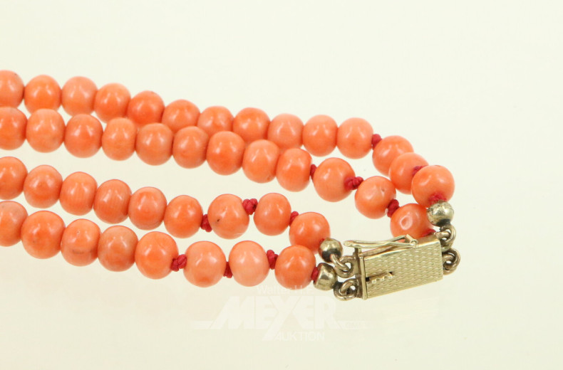 Zweireihige Korallenkette mit Verschluss in 585 GG