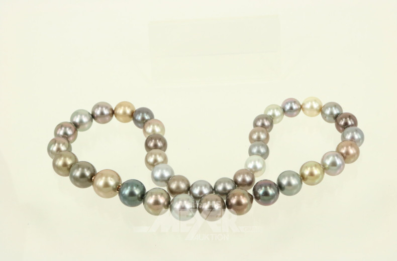 Lalvani Tahitiperlenkette mit 37 Perlen in goldbraun