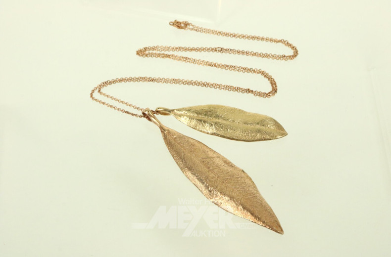 Noen lange Kette mit Blattmotiven in 925er Silber, vergoldet
