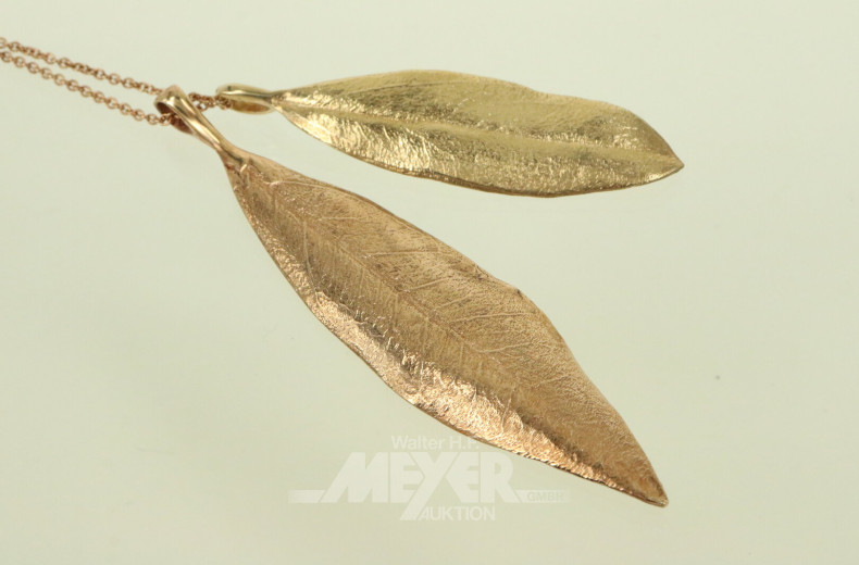Noen lange Kette mit Blattmotiven in 925er Silber, vergoldet