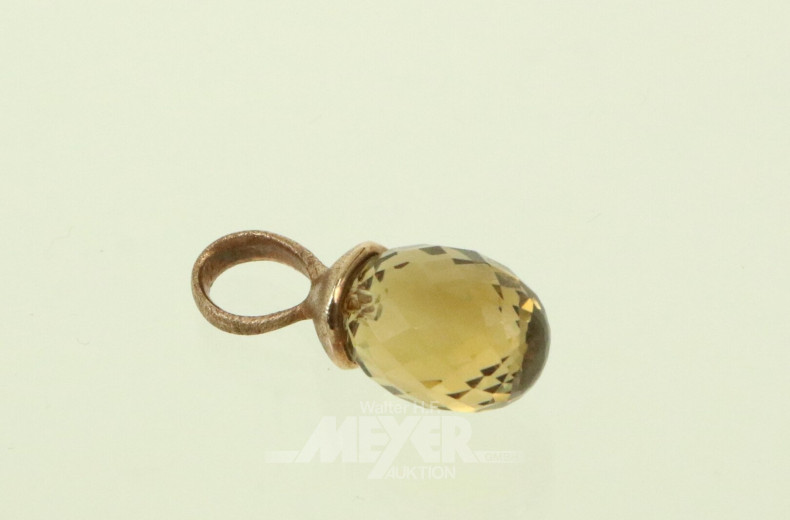 Noen Kettenanhänger mit Rauchquarz in 925er Silber, rosé vergoldet