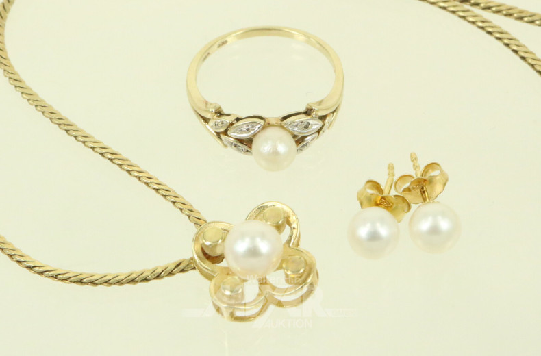 Kette in 333 GG mit Perlenanhänger