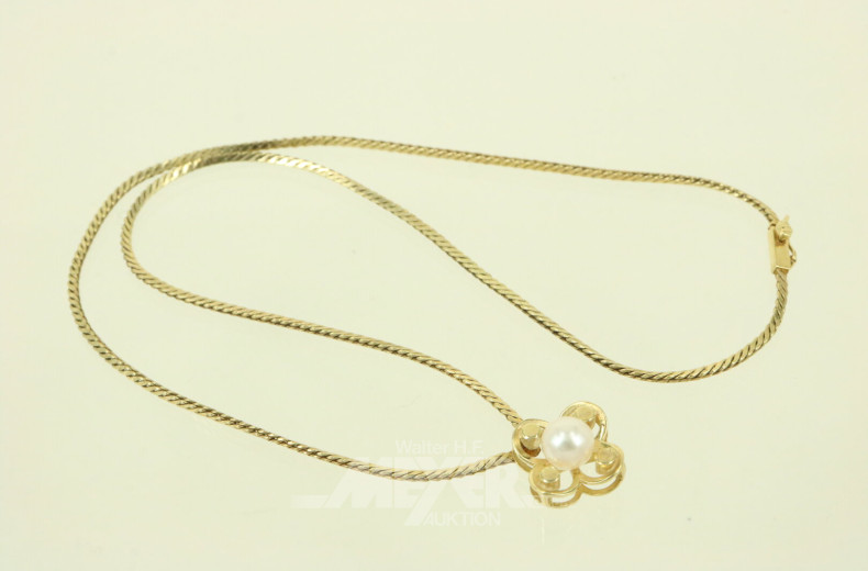 Kette in 333 GG mit Perlenanhänger