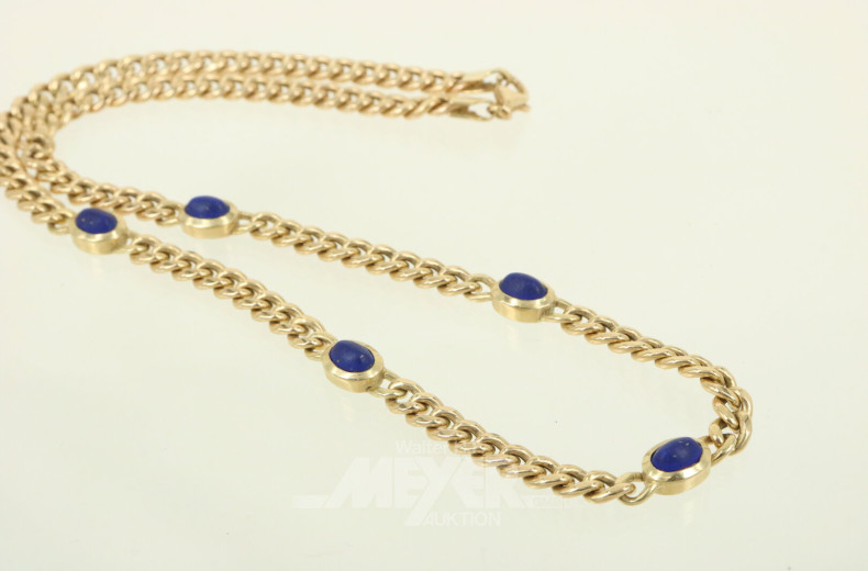 Gliederkette mit blauen Farbsteincabochons