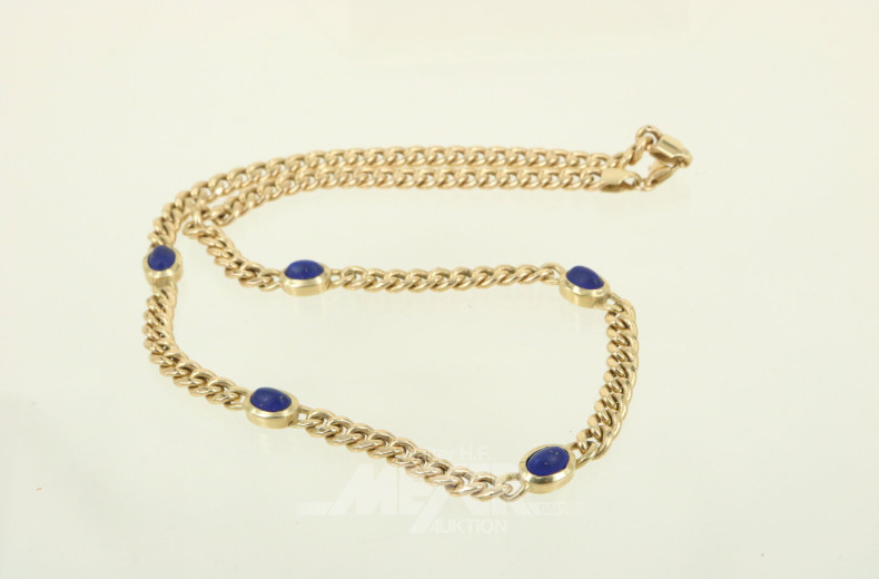 Gliederkette mit blauen Farbsteincabochons