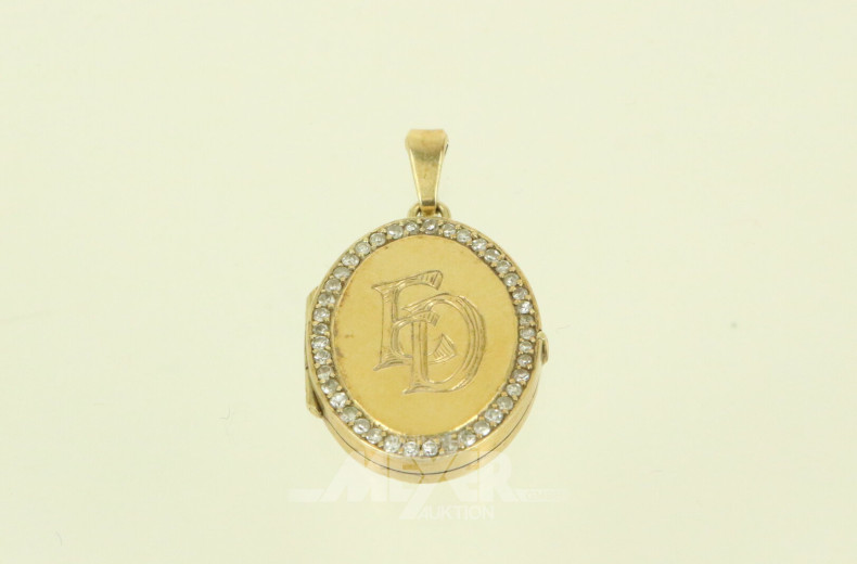 Medaillon mit Diamantkranz und Monogramm 'ED'