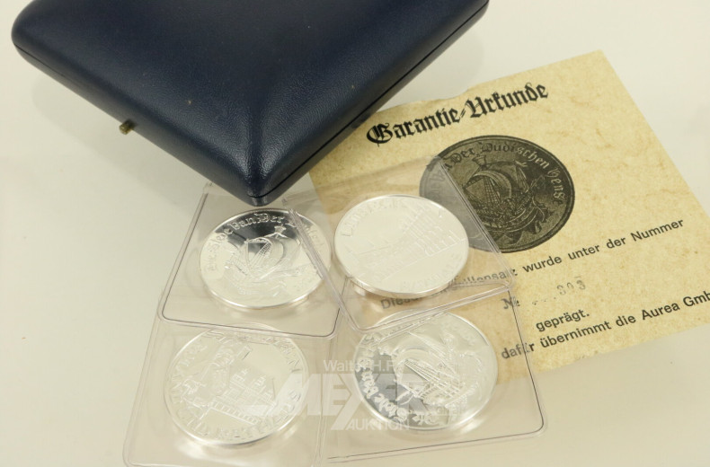 10 Gedenkprägungen, teilw. Silber