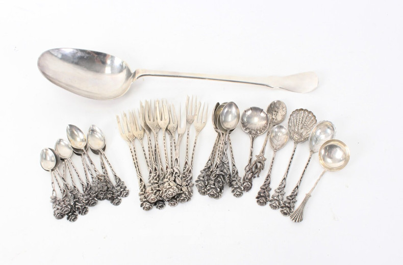 Posten Silberbesteck, Hildesheimer Rose