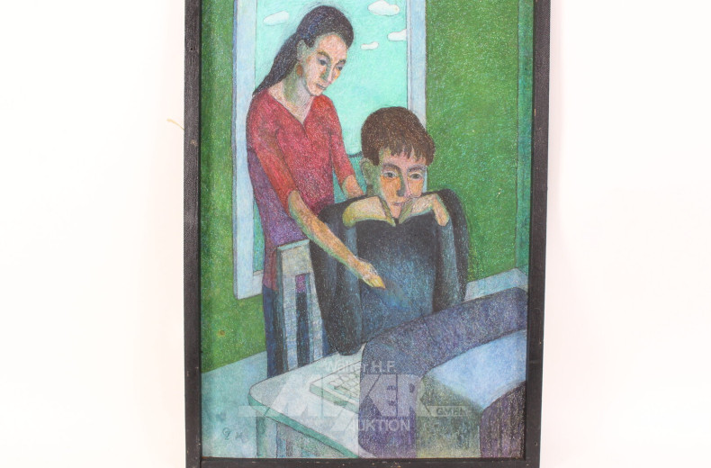 Gemälde 'Paar am Computer'