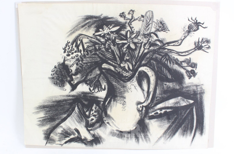 Kohlezeichnung 'Blumenstillleben'