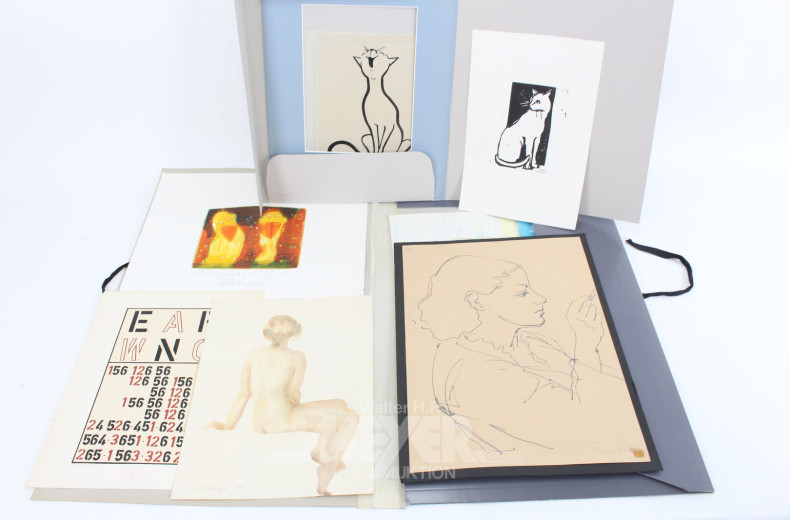 Graphikmappe, u.a. mit Willibrord Haas und Tomi Ungerer