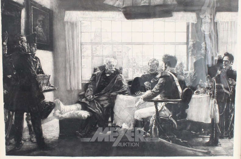 Paar Druckgrafiken in Schwarz-Weiß mit Interieurszenen